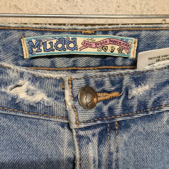 Y2K 90's MUDD Distressed Denim Capris Cropped Jeans Juniors Size 13, Skatergirl - Picture 3 of 5
